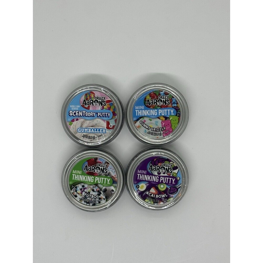 Lot Of 4 Mini Tins Aaron's Crazy Thinking Putty .46 oz
